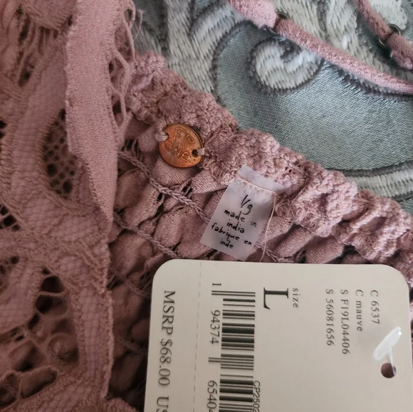 BNWT Free People Adella Dusty Mauve Lace Cami Top - Picture 8 of 8